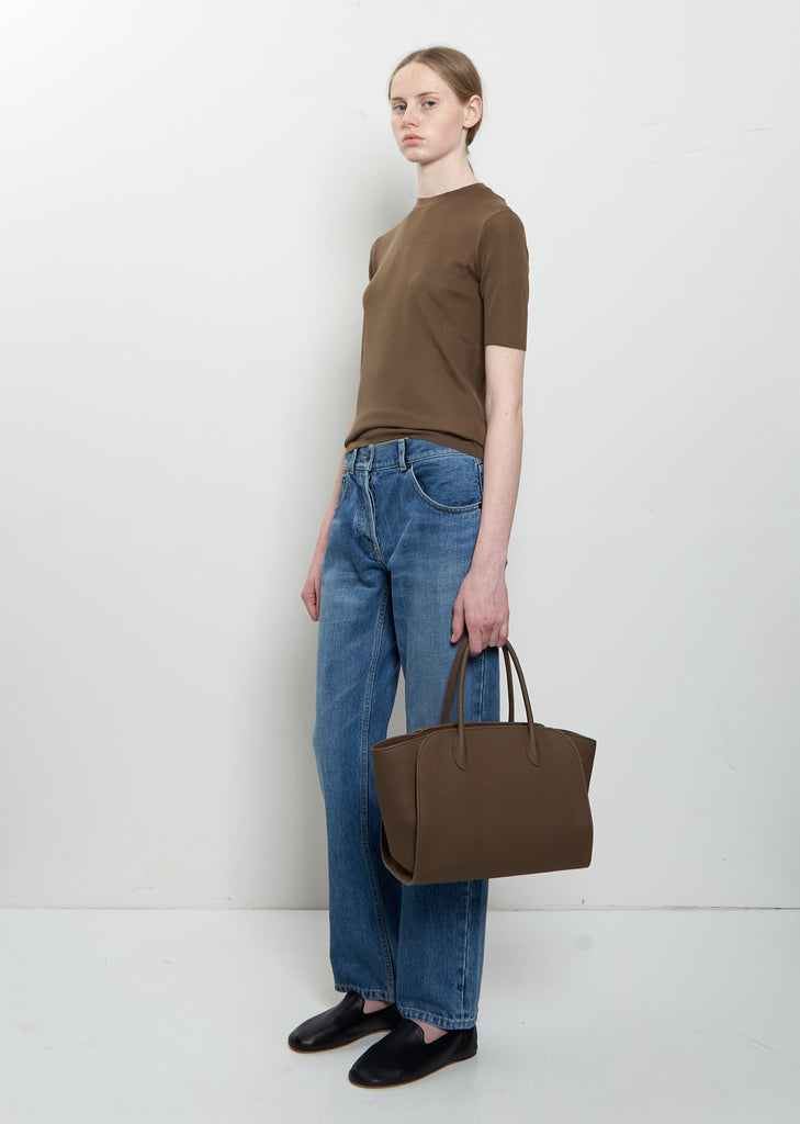 Marlo 14 Grained Leather Bag — Dark Olive