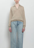 Cashmere Silk Knit Skipper Polo — Top Beige