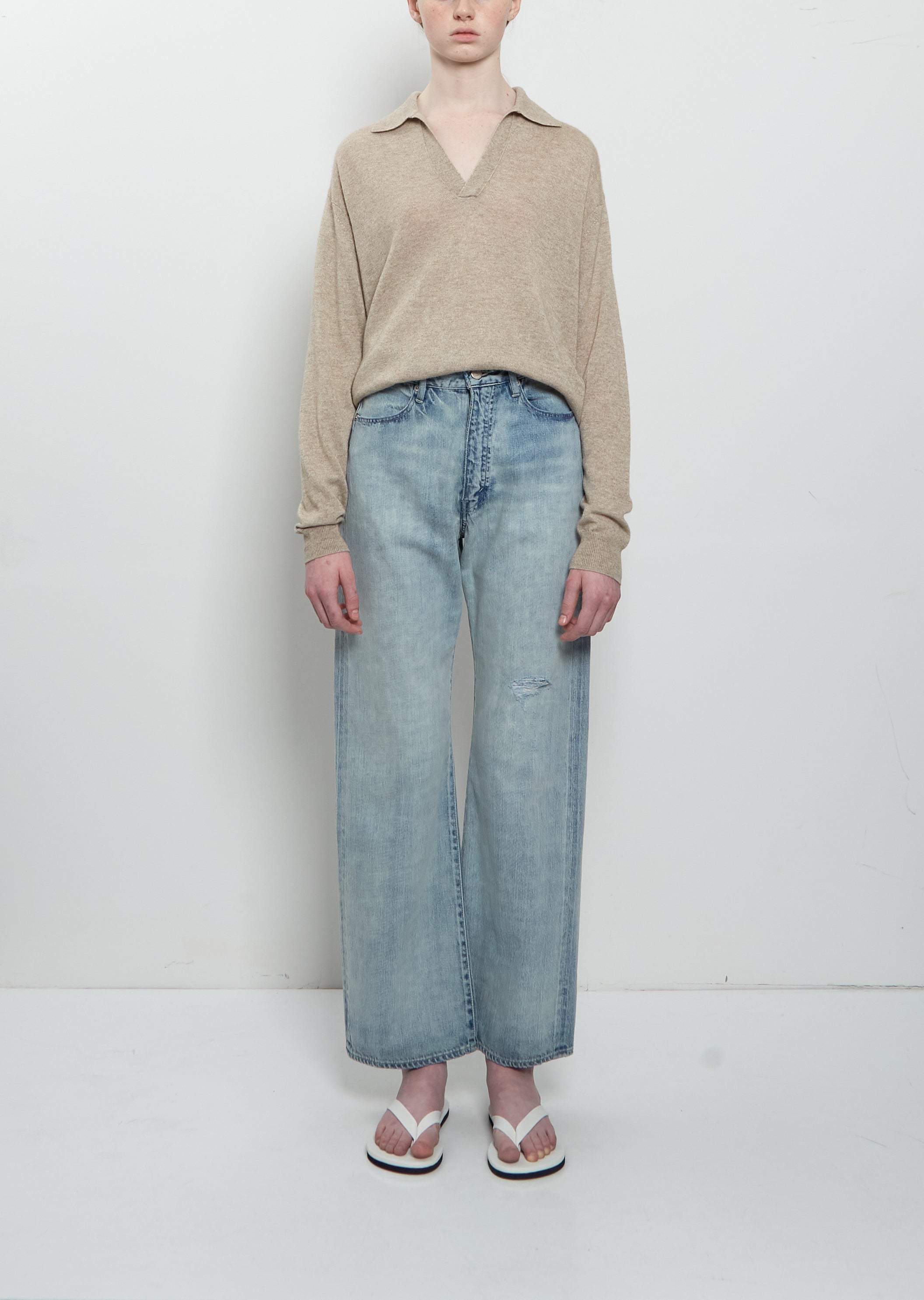 Faded Selvedge Light Denim Pants – La Garçonne Faded Selvedge Light Denim Pants – La Garçonne