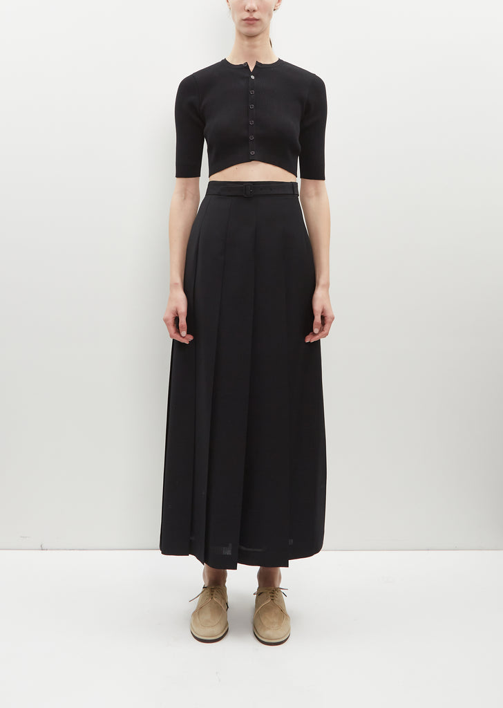 Tropical Wool Kid Mohair Pleated Skirt - 0 / Black