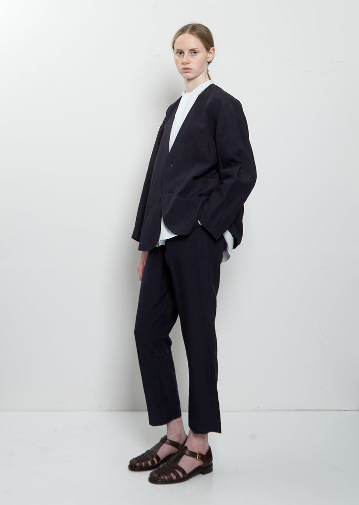 No Collar Linen Jacket