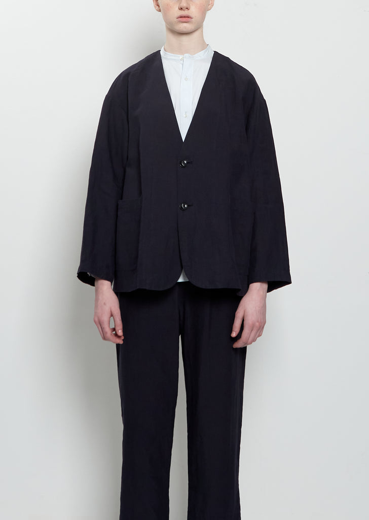 No Collar Linen Jacket