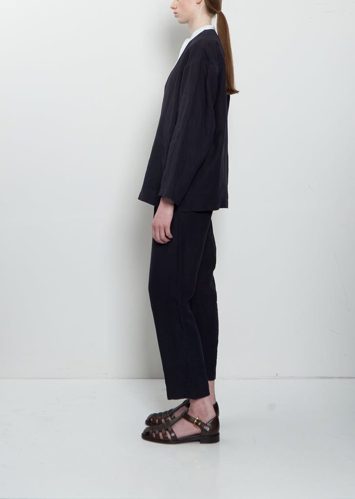 No Collar Linen Jacket