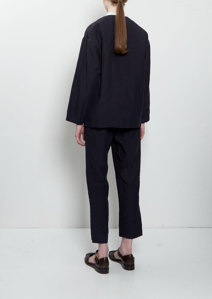 No Collar Linen Jacket