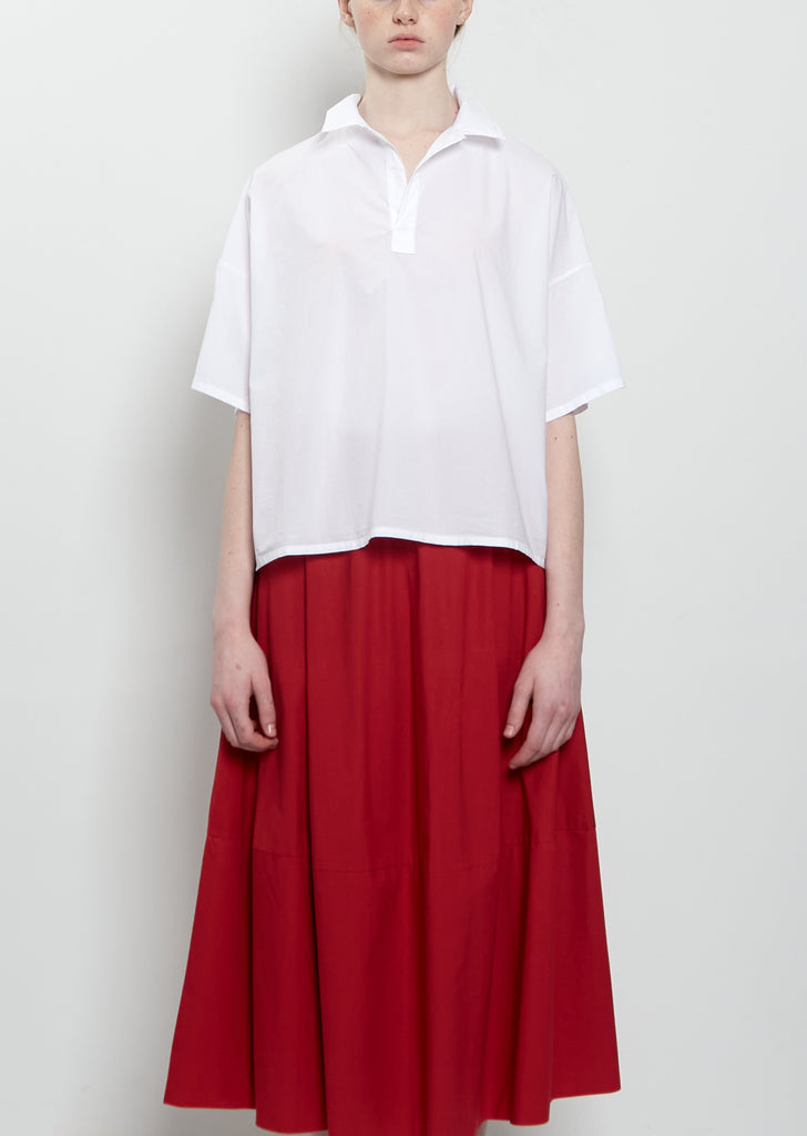 Flora Sushi Poplin Top — White