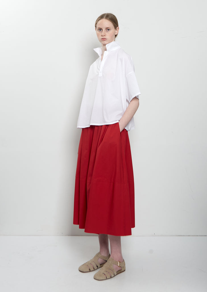 Flora Sushi Poplin Top — White