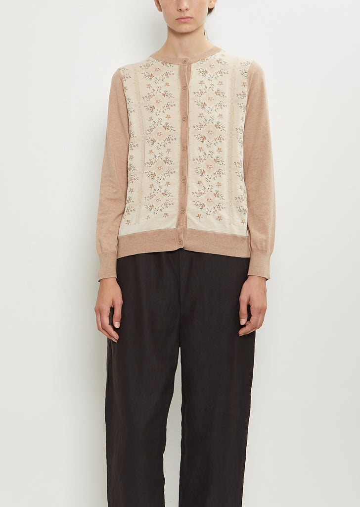 Sock Cotton Wool Knit Cardigan — Ivory