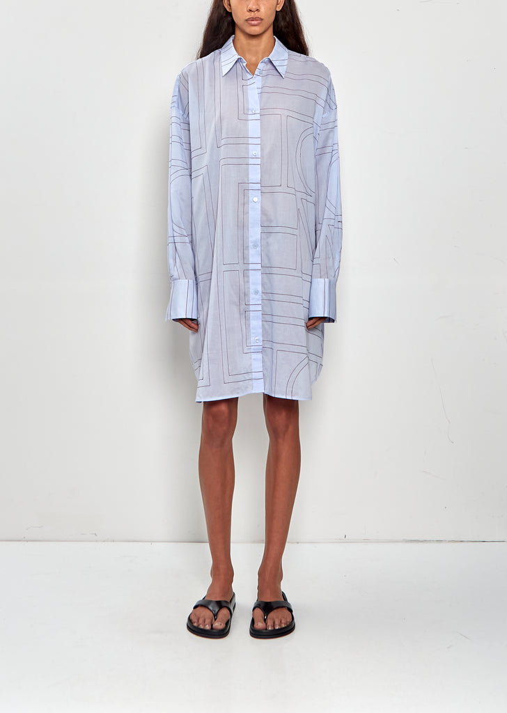 Long Summer Shirt Dress — Sky