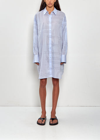 Long Summer Shirt Dress — Sky