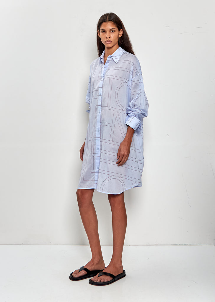 Long Summer Shirt Dress — Sky