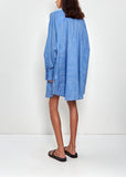 Long Summer Shirt Dress — Cobalt