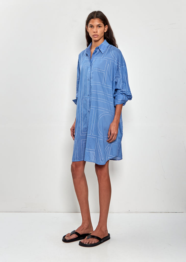 Long Summer Shirt Dress — Cobalt