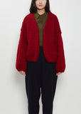 Short Hand-Knitted Wool Cashmere Cardigan