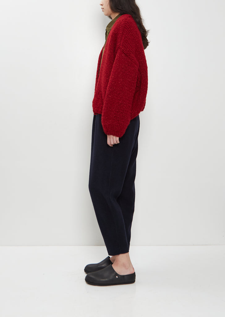 Short Hand-Knitted Wool Cashmere Cardigan
