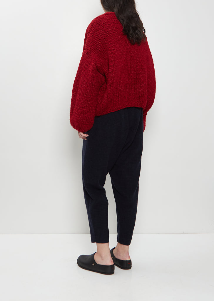 Short Hand-Knitted Wool Cashmere Cardigan
