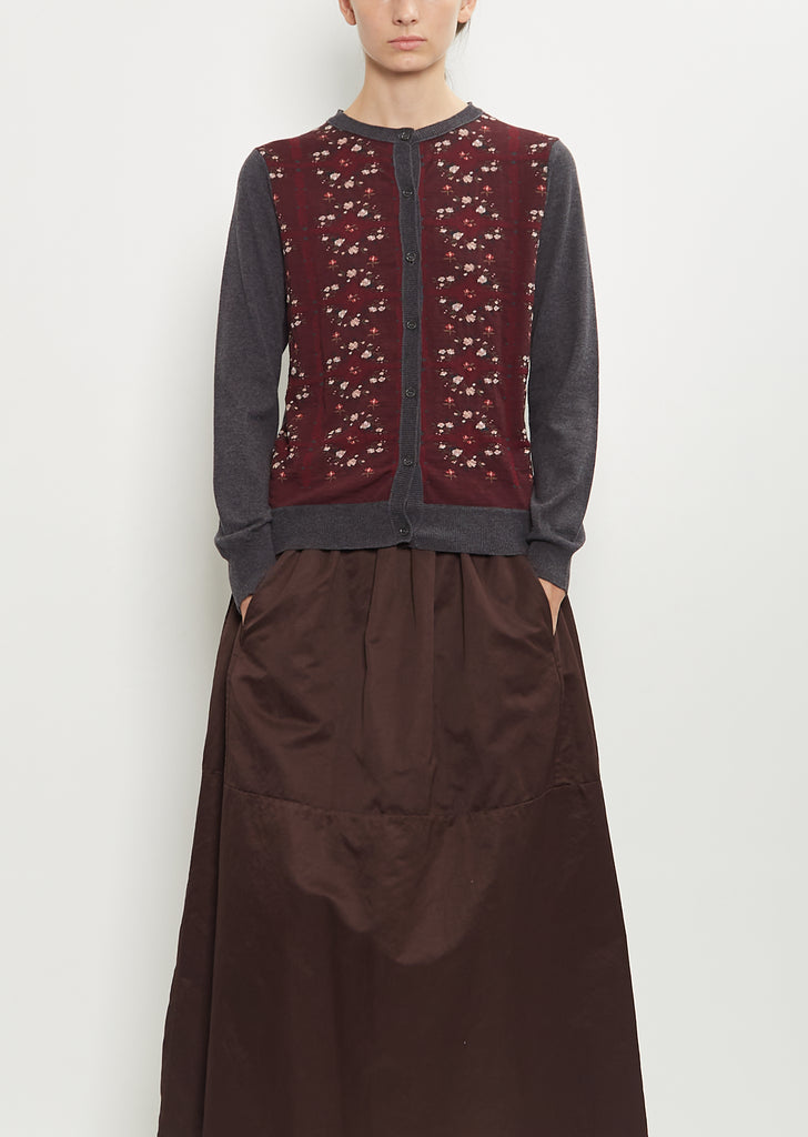 Sock Cotton Wool Knit Cardigan — Wine