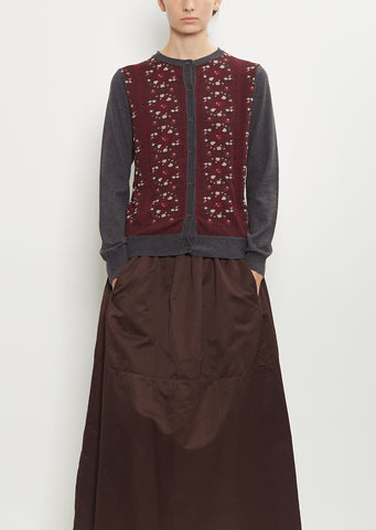 Sock Cotton Wool Knit Cardigan — Wine