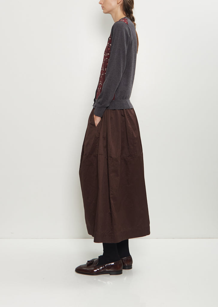 Sock Cotton Wool Knit Cardigan — Wine