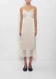 Lace Trim Satin Slip Dress — Oyster