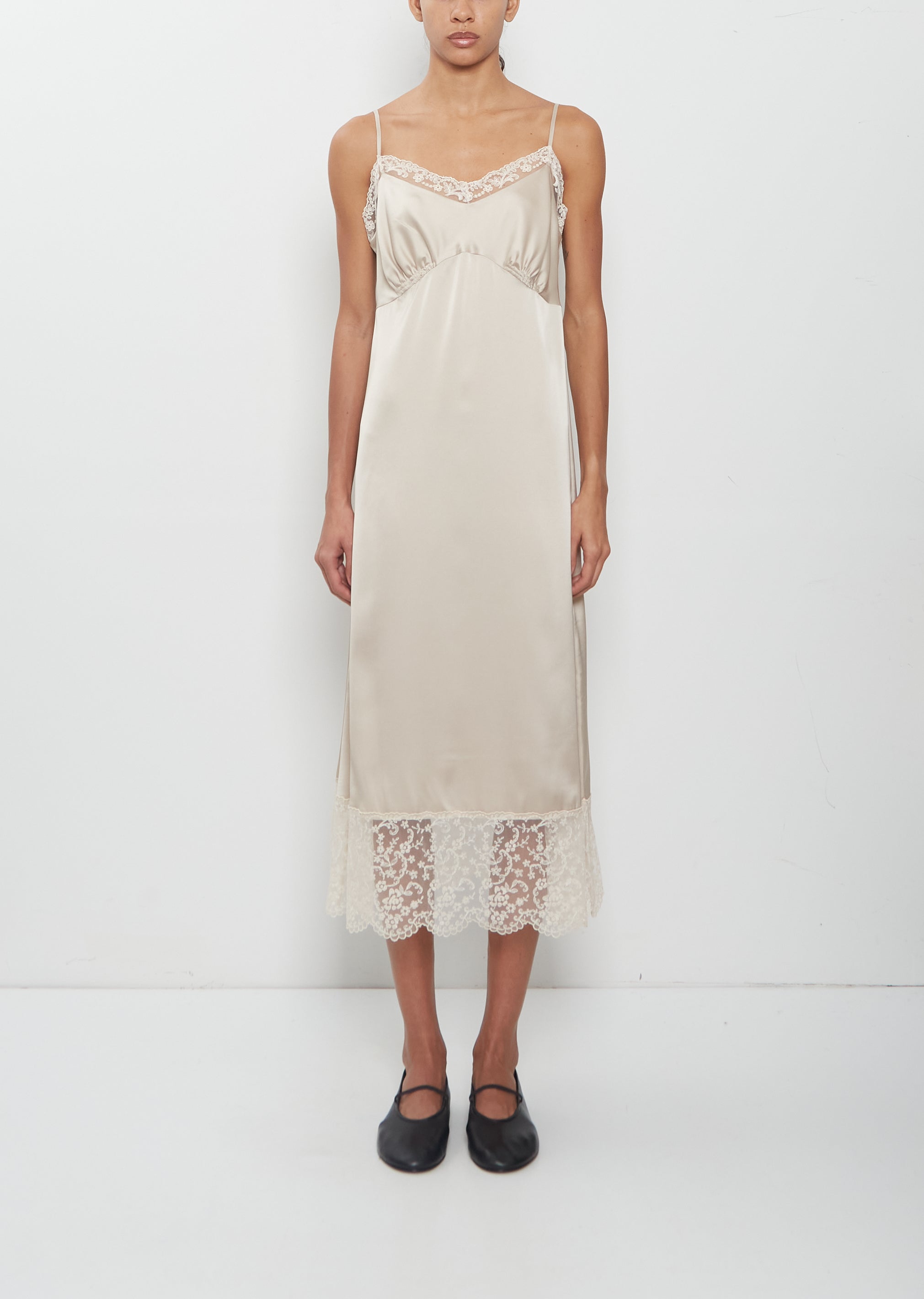 Simone Rocha Lace Trim Slipdress in Oyster at Nordstrom, Size 8