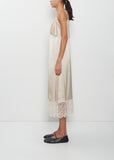 Lace Trim Satin Slip Dress — Oyster