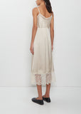 Lace Trim Satin Slip Dress — Oyster