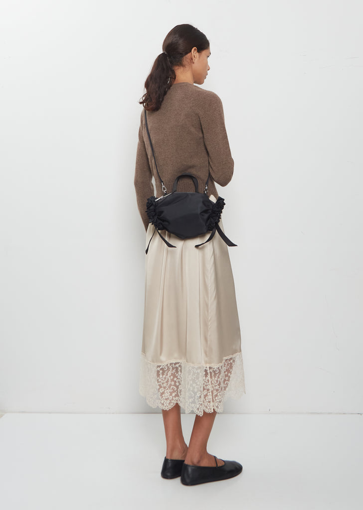 Double Ribbon Rosette Bag, Mini — Black
