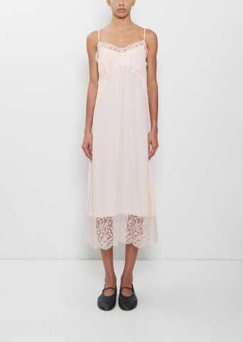 Silk Blend Lace Trim Slip Dress — Soft Pink