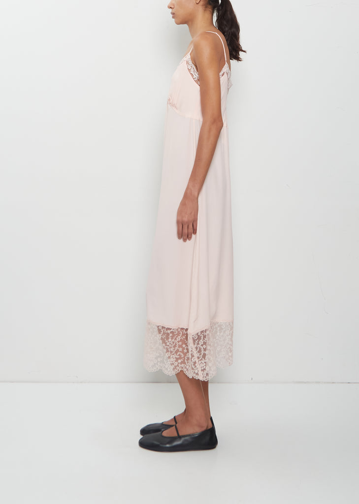 Silk Blend Lace Trim Slip Dress — Soft Pink