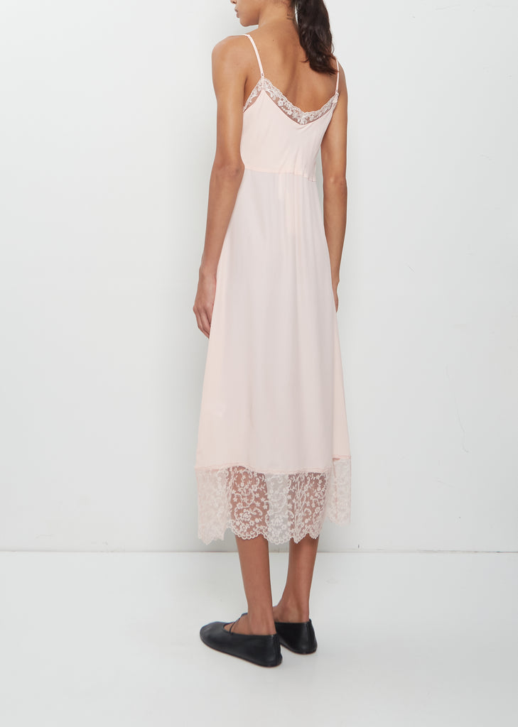 Silk Blend Lace Trim Slip Dress — Soft Pink