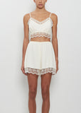 Lace Trim Negligee Bralette — Cream