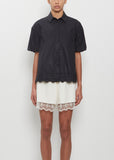 Cropped Puff Sleeve Lace Trim Shirt