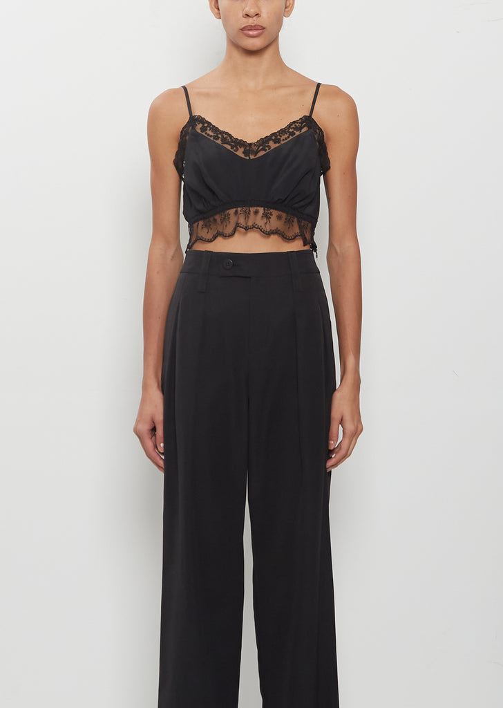 Lace Trim Negligee Bralette — Black