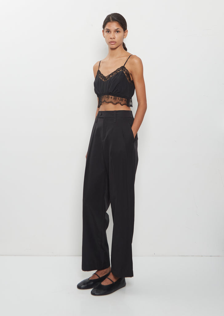 Lace Trim Negligee Bralette — Black