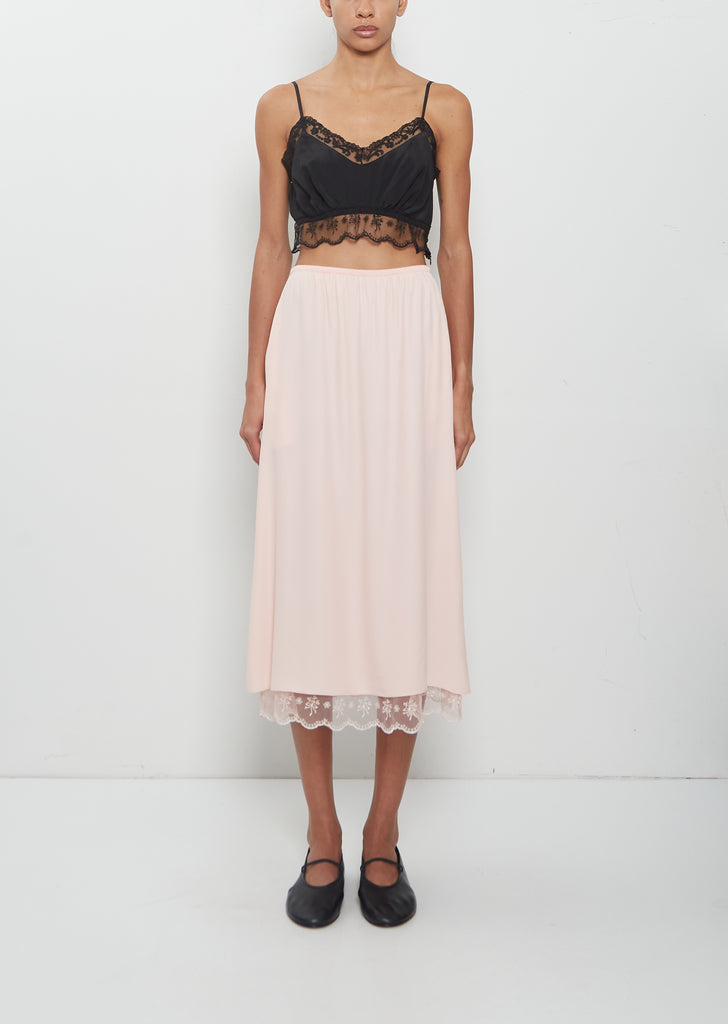 Lace Trim Negligee Skirt — Soft Pink