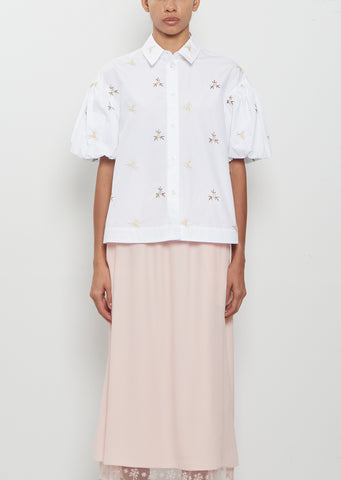 Rosebud Cropped Puff Sleeve Shirt
