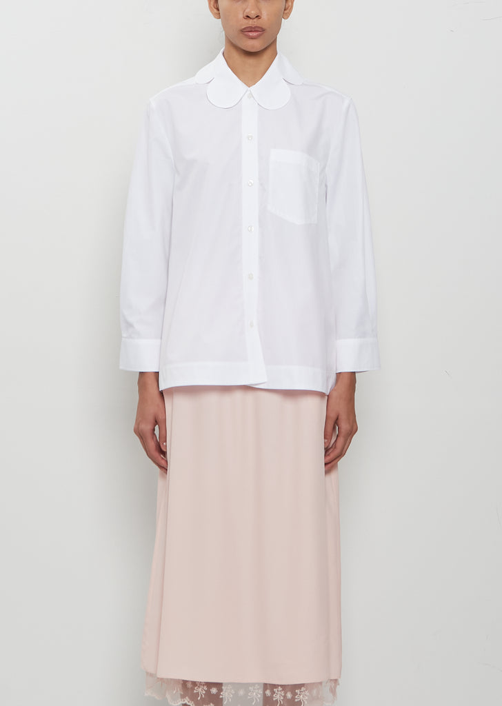 Cropped Petal Collar Masculine Shirt
