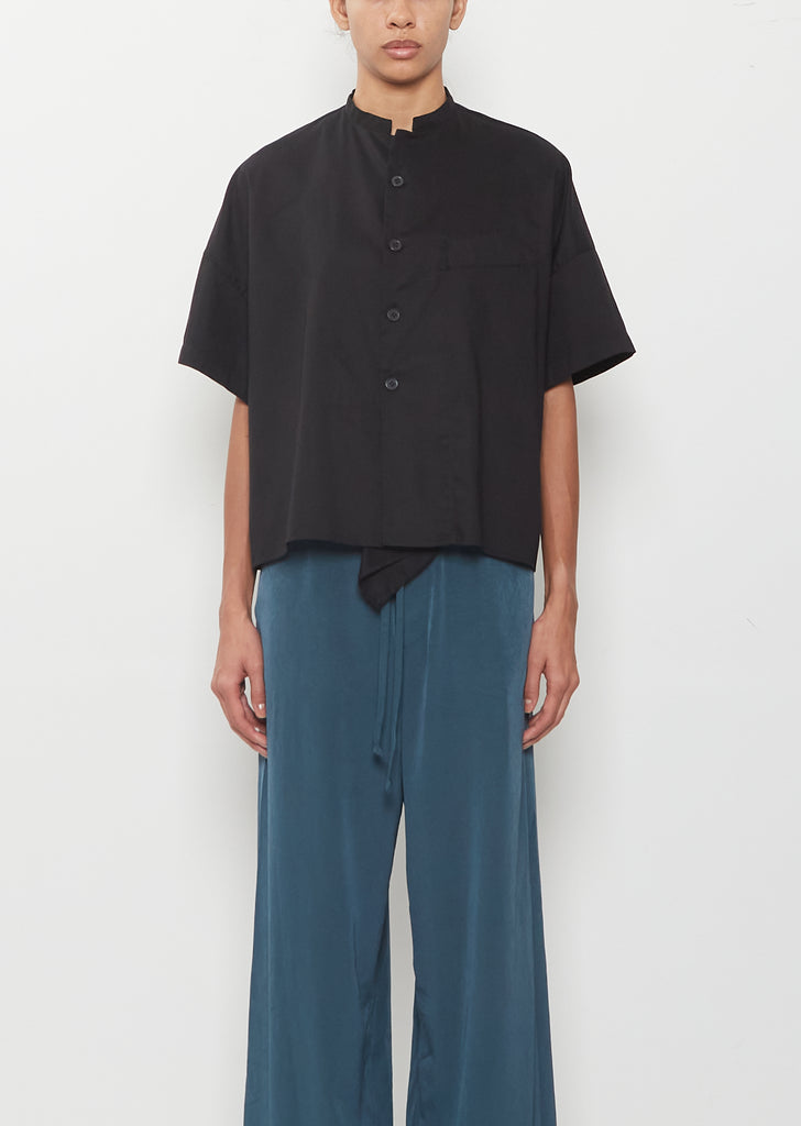 Drape Detail Box Shirt — Black