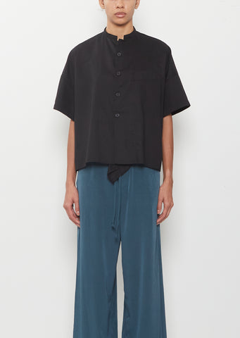 Drape Detail Box Shirt — Black