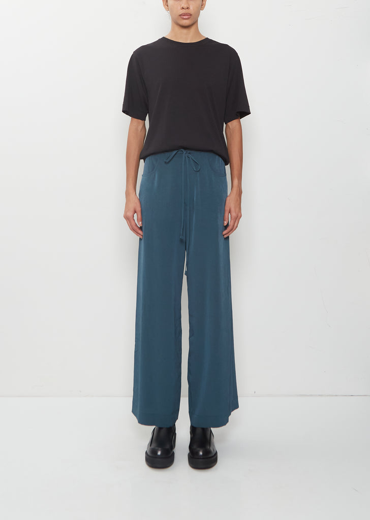 Crepe Wide Pants — Blue Green