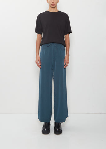 Crepe Wide Pants — Blue Green