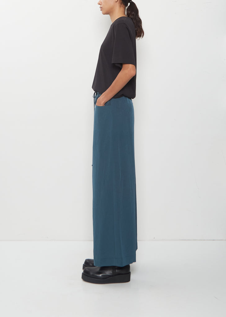 Crepe Wide Pants — Blue Green