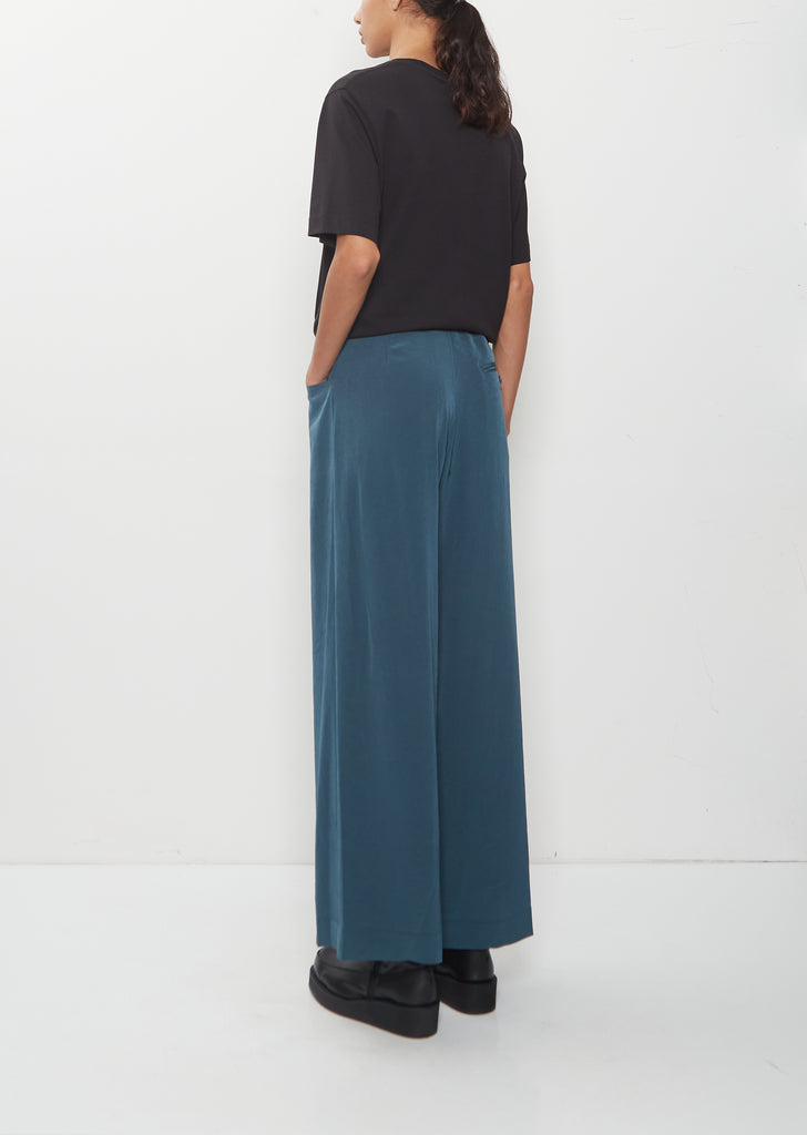 Crepe Wide Pants — Blue Green