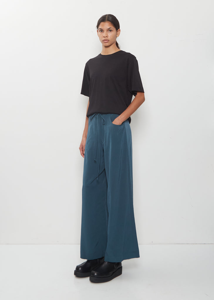 Crepe Wide Pants — Blue Green