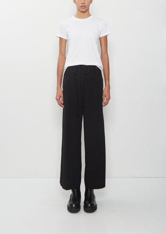 Crepe Wide Pants — Black