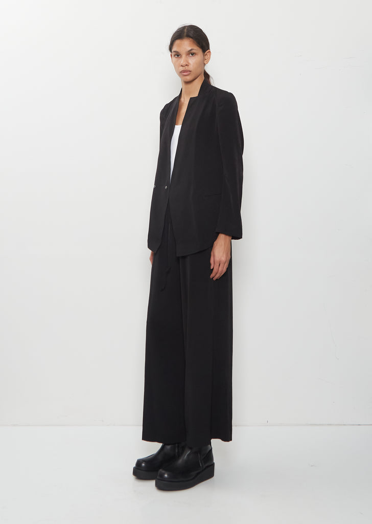 Crepe Stand Collar Jacket — Black