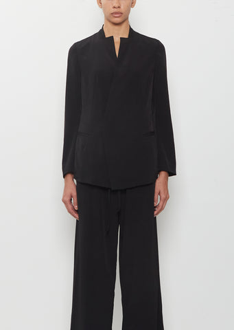 Crepe Stand Collar Jacket — Black