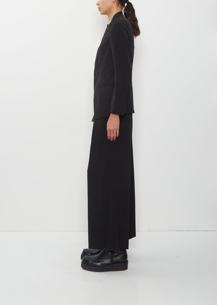 Crepe Stand Collar Jacket — Black