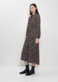 Georgette Flower Print Layered Wrap Dress