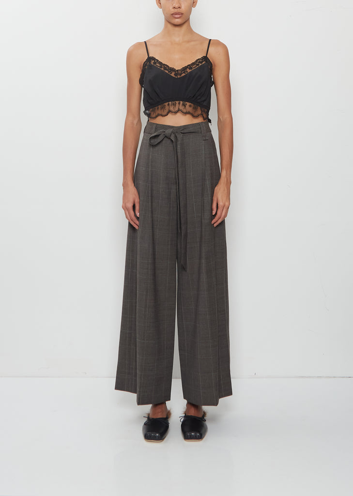 Cropped Wide Leg Slash Trousers